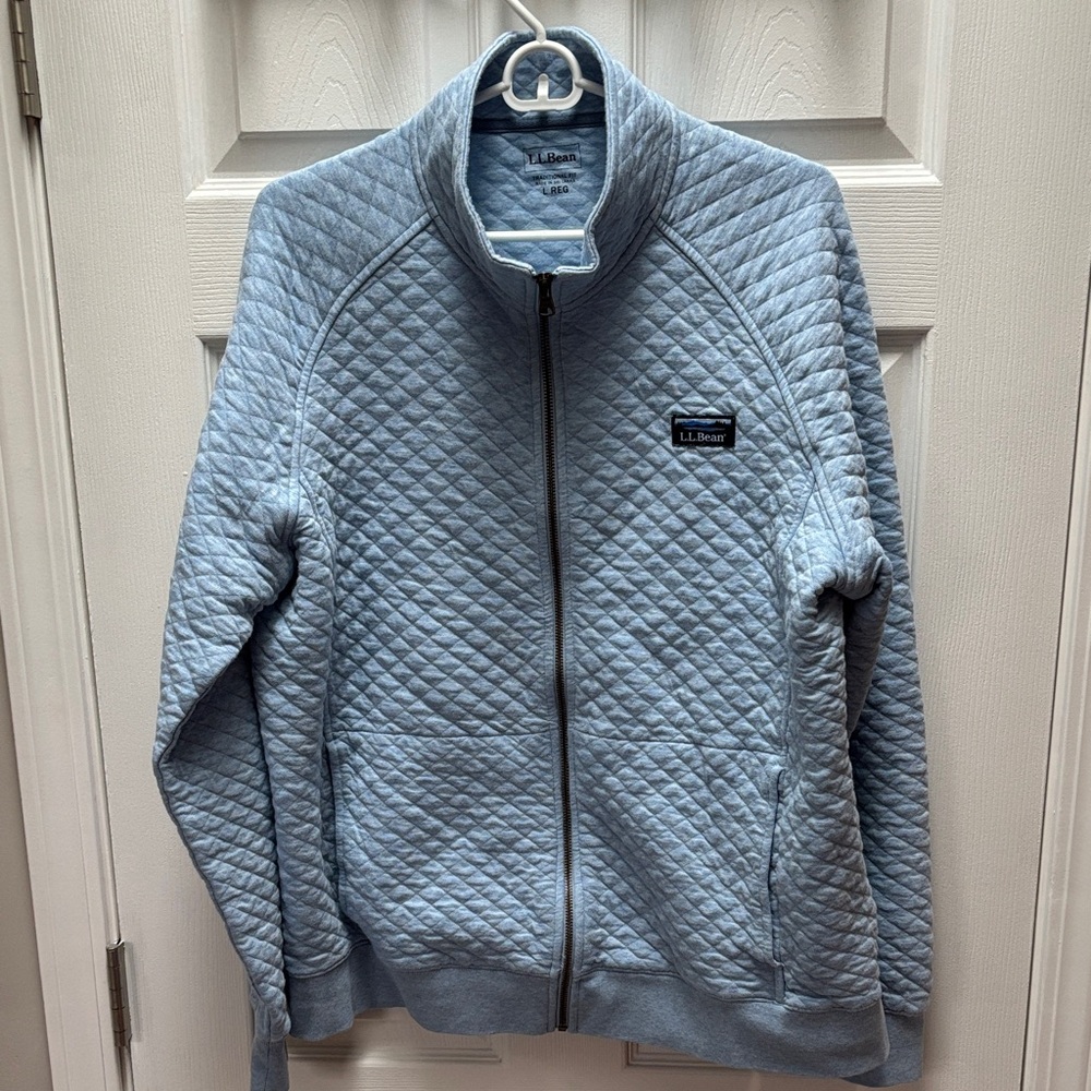 LL Bean Quilted Blue Sweater Jacket